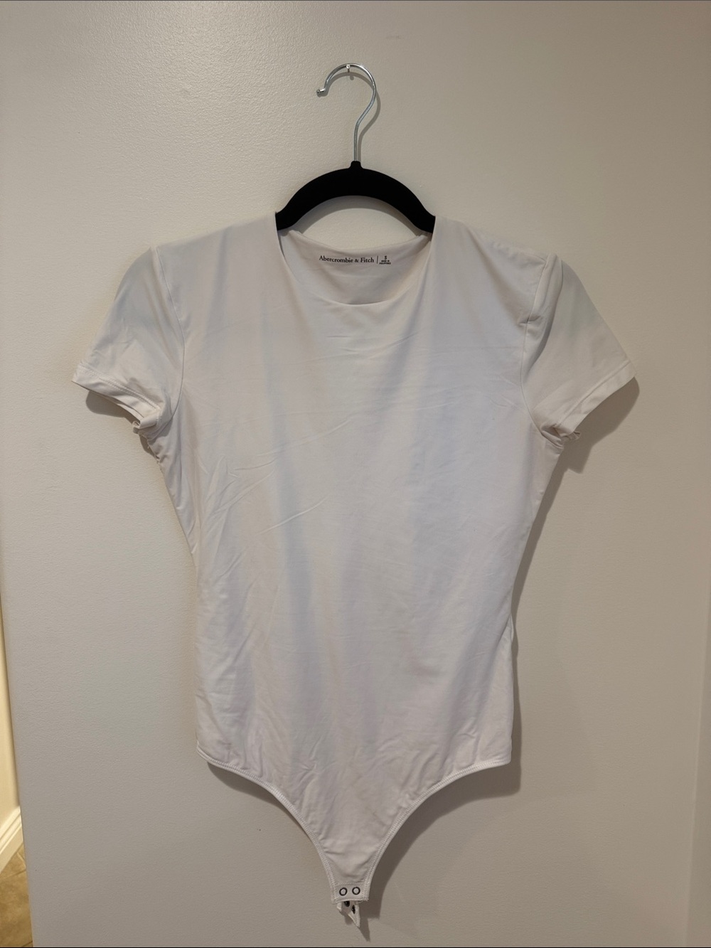 Abercrombie & Fitch White Short-Sleeve Crewneck Bodysuit